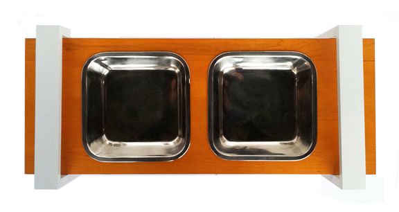 Large dog double diner stainless steel dog bowls